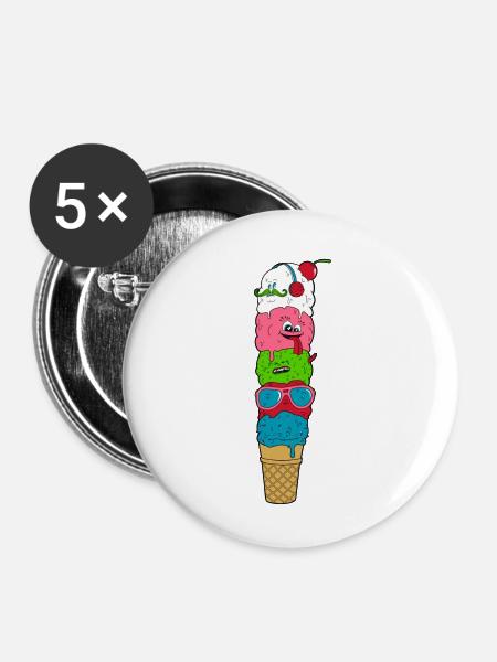 Eiscreme - Buttons klein 25 mm (5er Pack) - Weiß