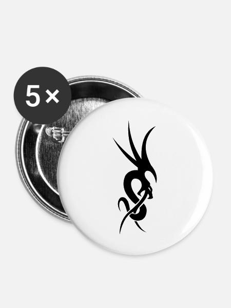 tribal dragon - Buttons klein 25 mm (5er Pack) - Weiß