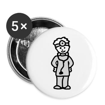 Arzt - Buttons klein 25 mm (5er Pack) - Weiß - Vorne