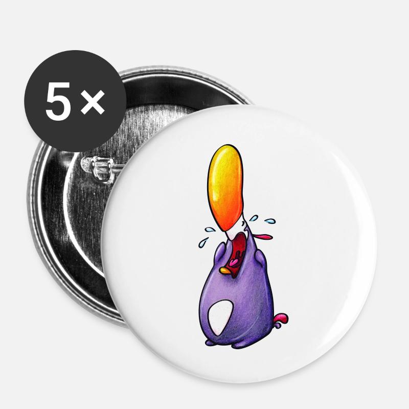 plärrender pinguin - Buttons klein 25 mm (5er Pack) - Weiß