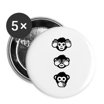 Three Wise Monkeys Motif - Buttons small 1''/25 mm (5-pack) - white - Front