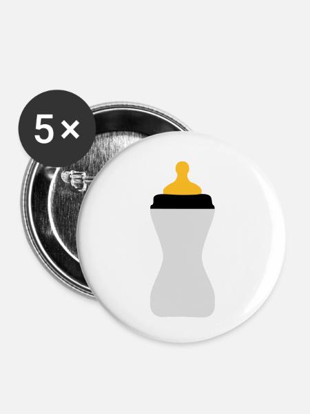 Babyflaschen - Buttons klein 25 mm (5er Pack) - Weiß