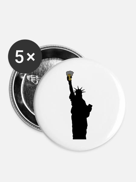 freiheitsstatue mit bierglas - Buttons klein 25 mm (5er Pack) - Weiß