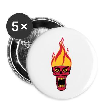 monster hoelle evil horror halloween head face - Buttons small 1''/25 mm (5-pack) - white - Front
