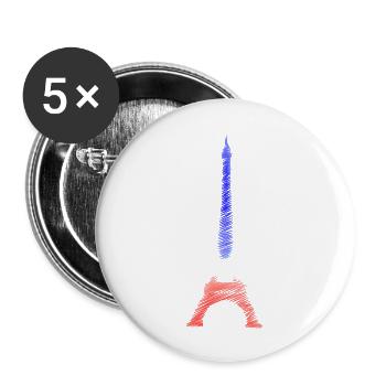 Eiffelturm Paris Bleu Blanc Rouge Habs - Buttons klein 25 mm (5er Pack) - Weiß - Vorne