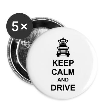 keep calm and drive crown truck truck truck truck - Buttons small 1''/25 mm (5-pack) - white - Front