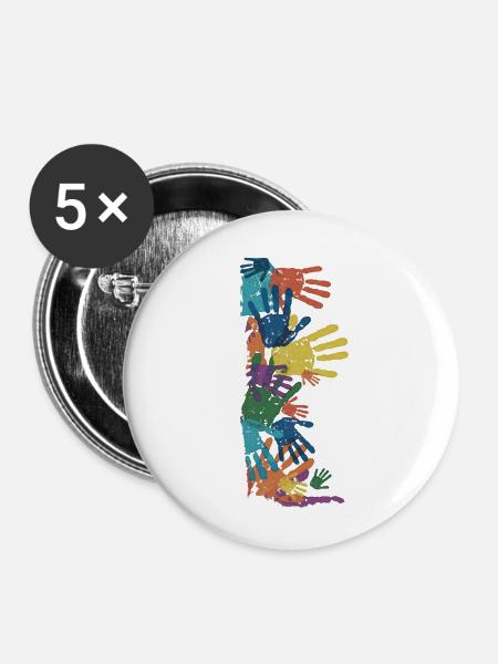 HANDS OF TOUCH - Buttons klein 25 mm (5er Pack) - Weiß