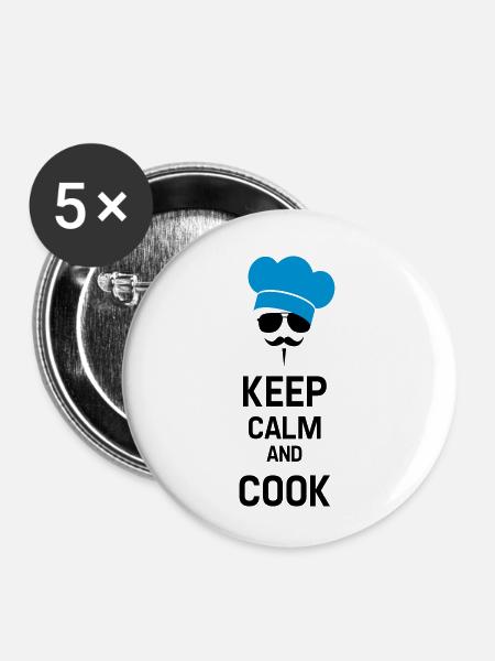 Cook with Moustache - Buttons klein 25 mm (5er Pack) - Weiß