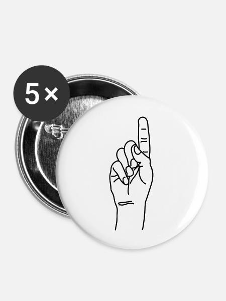 zeigefinger - Buttons klein 25 mm (5er Pack) - Weiß