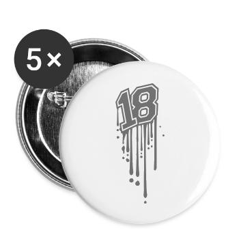 drop graffiti number 18 eighteen full neck - Buttons small 1''/25 mm (5-pack) - white - Front