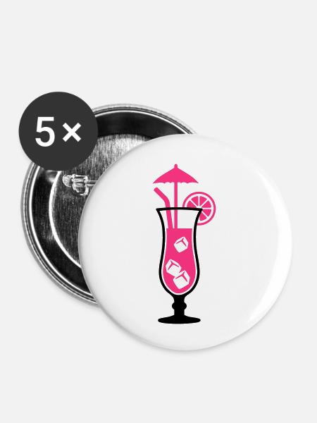 Cocktail - Buttons klein 25 mm (5er Pack) - Weiß