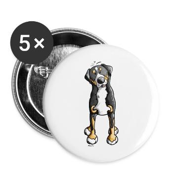Drôle Grand Bouvier Suisse - Lot de 5 petits badges (25 mm) - blanc - Devant