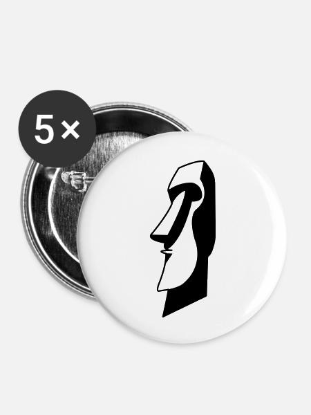 moai_01 - Buttons klein 25 mm (5er Pack) - Weiß