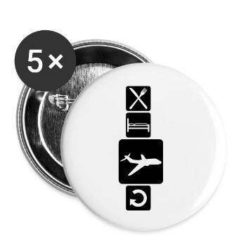 world trip buttons eat sleep repeat eat sleep repe - Buttons small 1''/25 mm (5-pack) - white - Front