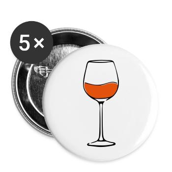 rotwein glas - Buttons klein 25 mm (5er Pack) - Weiß - Vorne