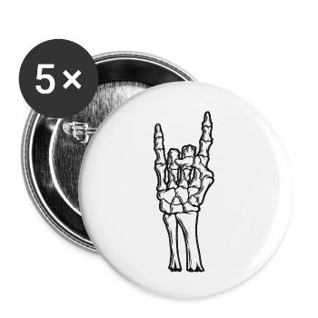 Skelett Hand Rock Teufel Zeichen Halloween Kostüm - Buttons klein 25 mm (5er Pack) - Weiß - Vorne