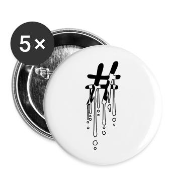 Klebrige Tropfen Hashtag - Buttons klein 25 mm (5er Pack) - Weiß - Vorne