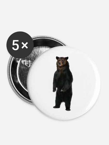 Stehender Bär - Buttons klein 25 mm (5er Pack) - Weiß