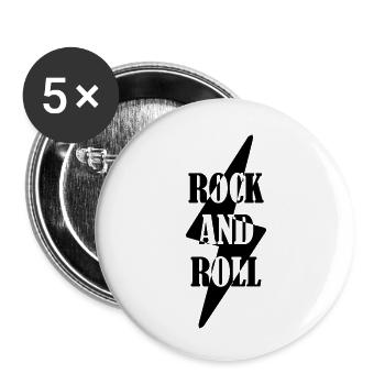 Rock Musik Rock and Roll - Lot de 5 petits badges (25 mm) - blanc - Devant