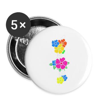 Physiotherapist Flowers Bones - Buttons small 1''/25 mm (5-pack) - white - Front