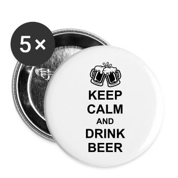 Spruch Keep Calm Beer - Buttons klein 25 mm (5er Pack) - Weiß - Vorne