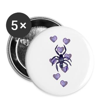 Spinnenliebe - Buttons klein 25 mm (5er Pack) - Weiß - Vorne