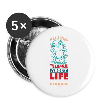 Tout ce que j’ai besoin d’apprendre sur Life Penguin - Lot de 5 petits badges (25 mm) - blanc - Devant