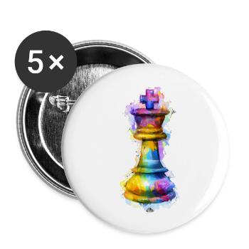 Art Chess Piece King - Lot de 5 petits badges (25 mm) - blanc - Devant