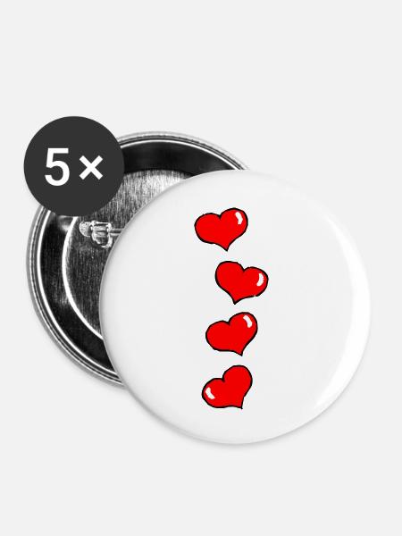 Herzchen - Buttons klein 25 mm (5er Pack) - Weiß