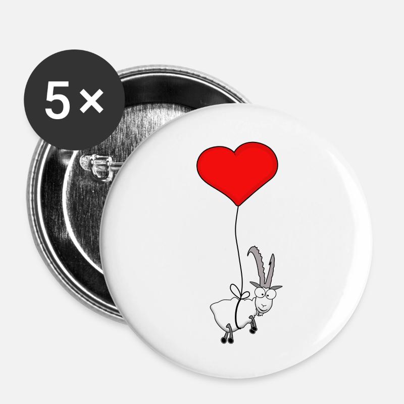 Capricorn with a heart - Buttons small 1''/25 mm (5-pack) - white