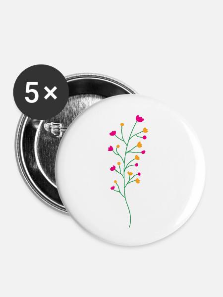 Flower Blume Pflanze - Buttons klein 25 mm (5er Pack) - Weiß