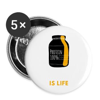 La protéine, c’est la vie 1 - Lot de 5 petits badges (25 mm) - blanc - Devant