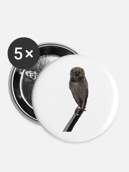 Die Eule die Eule - Buttons klein 25 mm (5er Pack) - Weiß