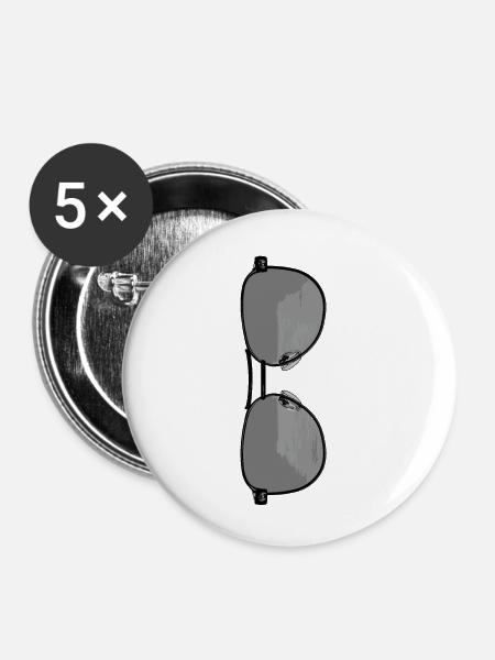 Coolness durch Sonnenbrillen - Buttons klein 25 mm (5er Pack) - Weiß