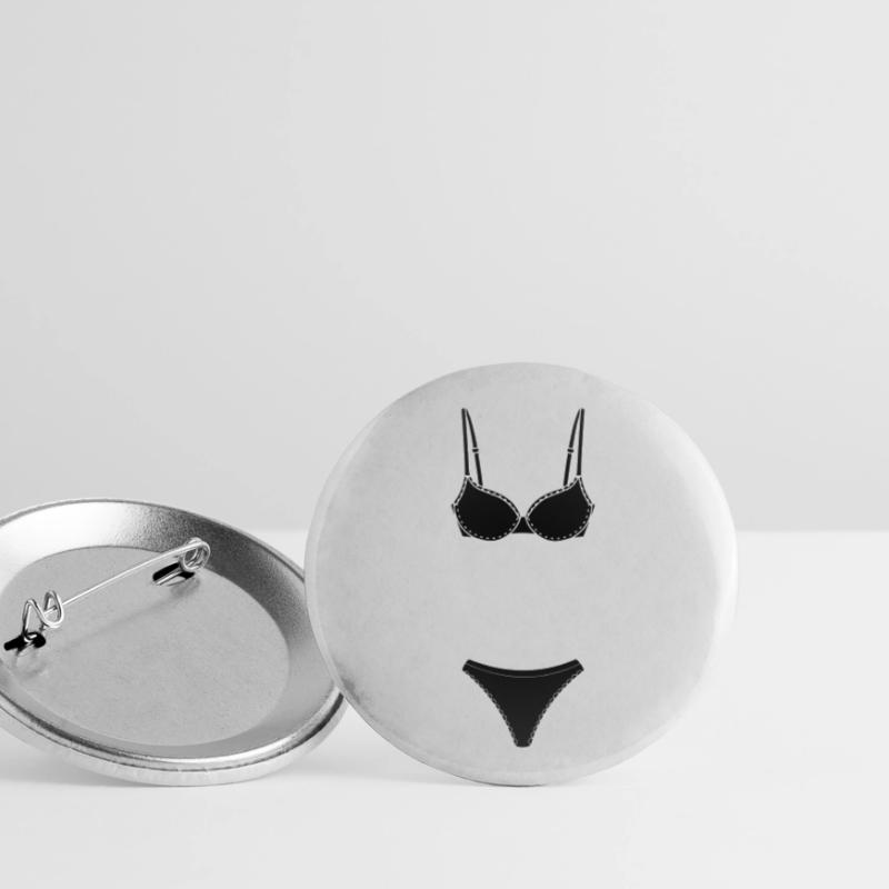 Dessous- oder Bekini-Logo für Geschäft oder Marktstand Buttons klein 25 mm (5er Pack)