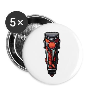 Tondeuse à cheveux Barber - Lot de 5 petits badges (25 mm) - blanc - Devant