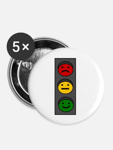 Ampel Emoticons - Buttons klein 25 mm (5er Pack) - Weiß