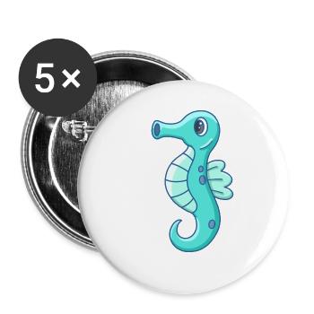 Mignon petit hippocampe - Lot de 5 petits badges (25 mm) - blanc - Devant