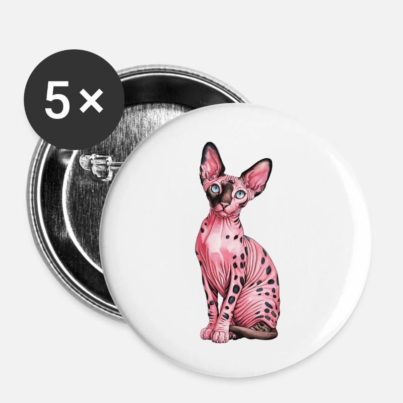 Sphynx Cat for Cat Lovers - Buttons small 1''/25 mm (5-pack) - white