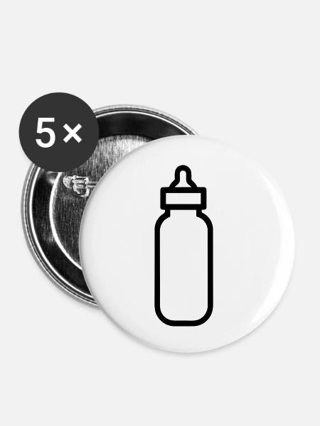 Flasche - Buttons klein 25 mm (5er Pack) - Weiß