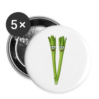Spargelduo Lächelnd - Buttons klein 25 mm (5er Pack) - Weiß - Vorne