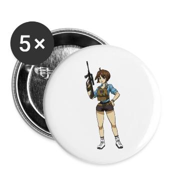 Gun Girl - Sexy - Buttons small 1''/25 mm (5-pack) - white - Front
