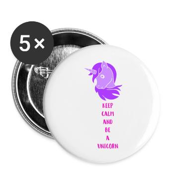 unicorn keep calm - Buttons klein 25 mm (5er Pack) - Weiß - Vorne
