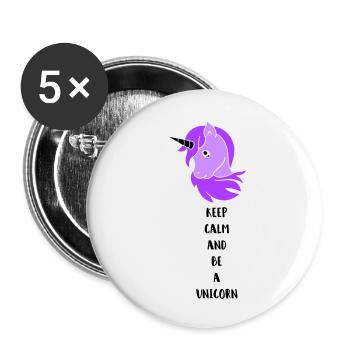 unicorn keep calm - Buttons klein 25 mm (5er Pack) - Weiß - Vorne