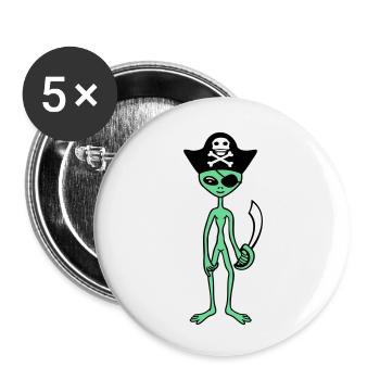 Alien Pirate Capitaine Casquette Drôle Alien - Lot de 5 petits badges (25 mm) - blanc - Devant