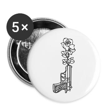 fleur de pistolet - Lot de 5 petits badges (25 mm) - blanc - Devant