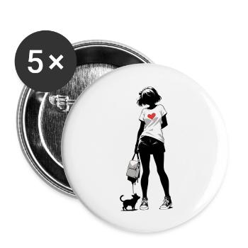 Street Art Fille 23255 - Lot de 5 petits badges (25 mm) - blanc - Devant