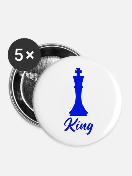 schachfigur könig king - Buttons klein 25 mm (5er Pack) - Weiß
