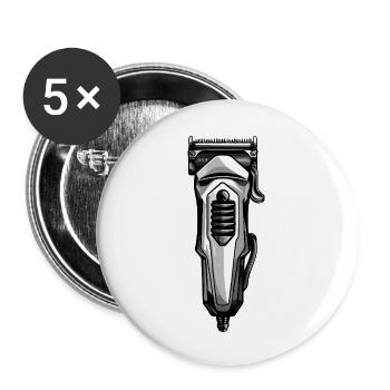 Tondeuse à cheveux coiffeur - Lot de 5 petits badges (25 mm) - blanc - Devant