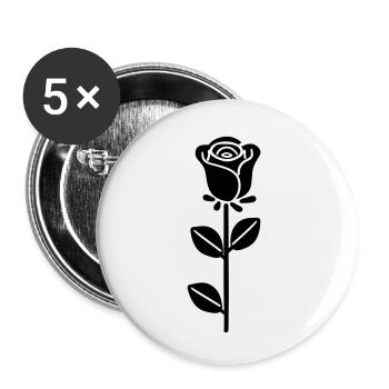 Pink Flower - Buttons small 1''/25 mm (5-pack) - white - Front